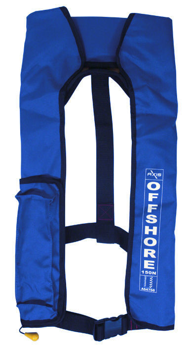 Axis Inflatable Manual Lifejacket - BLUE - 150N PFD1 OFFSHORE Boat ...