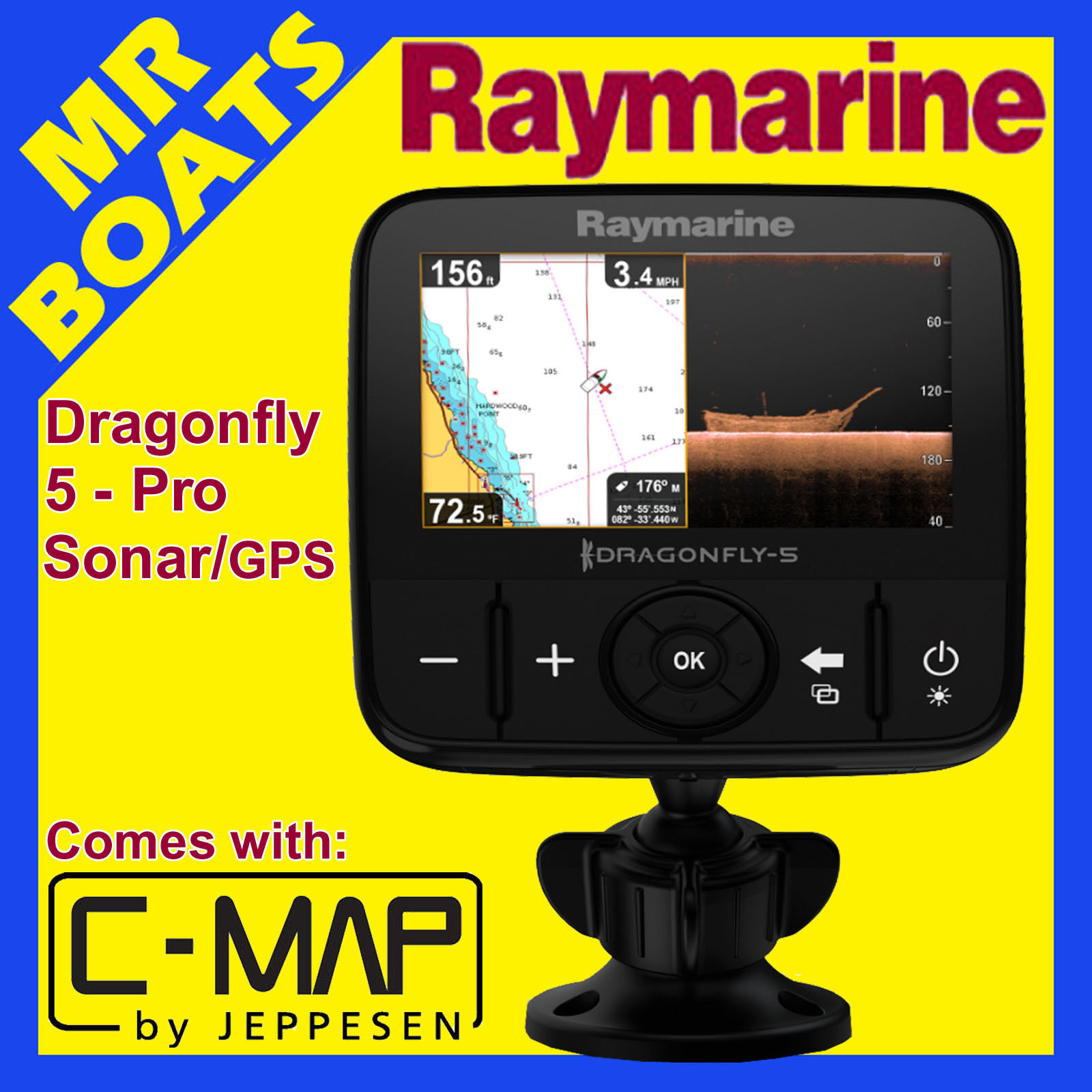 RAYMARINE DRAGONFLY 5 Pro C Map CARD Fishfinder Chartplotter Combo