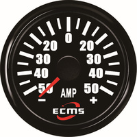 ECMS Ampere Meter -50~50(A)- Black on Black -2" 52MM Ammeter AMP Gauge Part#: 800-00105 image