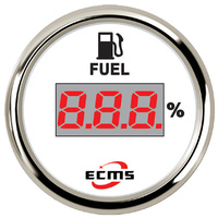 ECMS Fuel Gauge - White & Chrome - Dia 2" 52MM Boat Tank Level Meter 240~33Ω 12v Part#: 800-00126 image