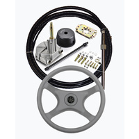 BOAT STEERING KIT ✱ 12FT / 3.6m ✱ Cable Helm GREY Wheel Multiflex Teleflex Morse Compatible image