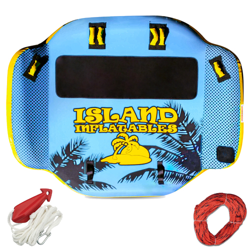 Island Inflatable Ski Tube - IT3 - 3 Rider / Person + SKI TUBE ROPE + BRIDLE  Wing Style Water Ski Biscuit 86" / 216cm